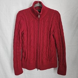 Eddie Bauer Red Cable Knit Sweater Holiday Christmas